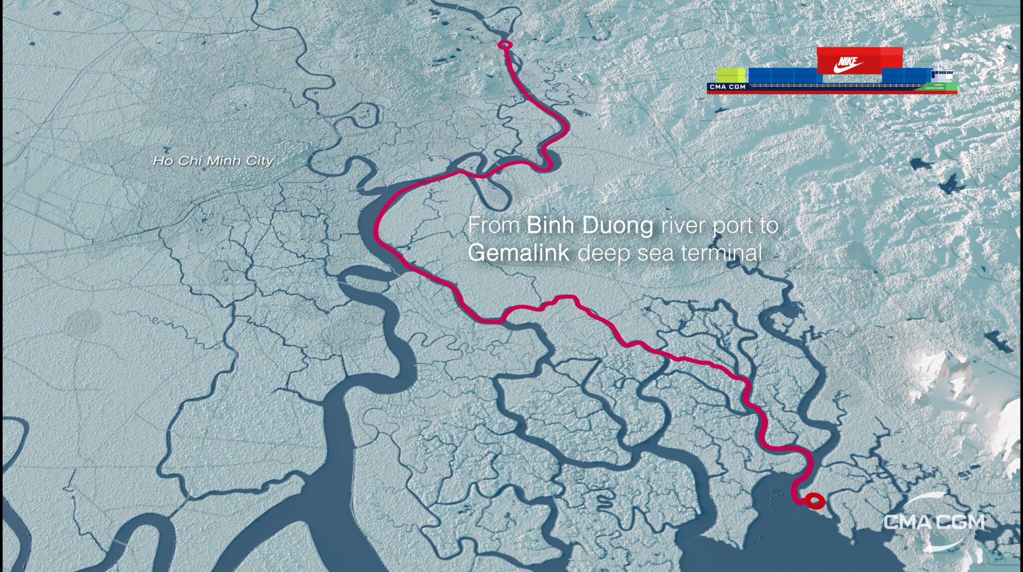 Nike Electric River Barge in Vietnam