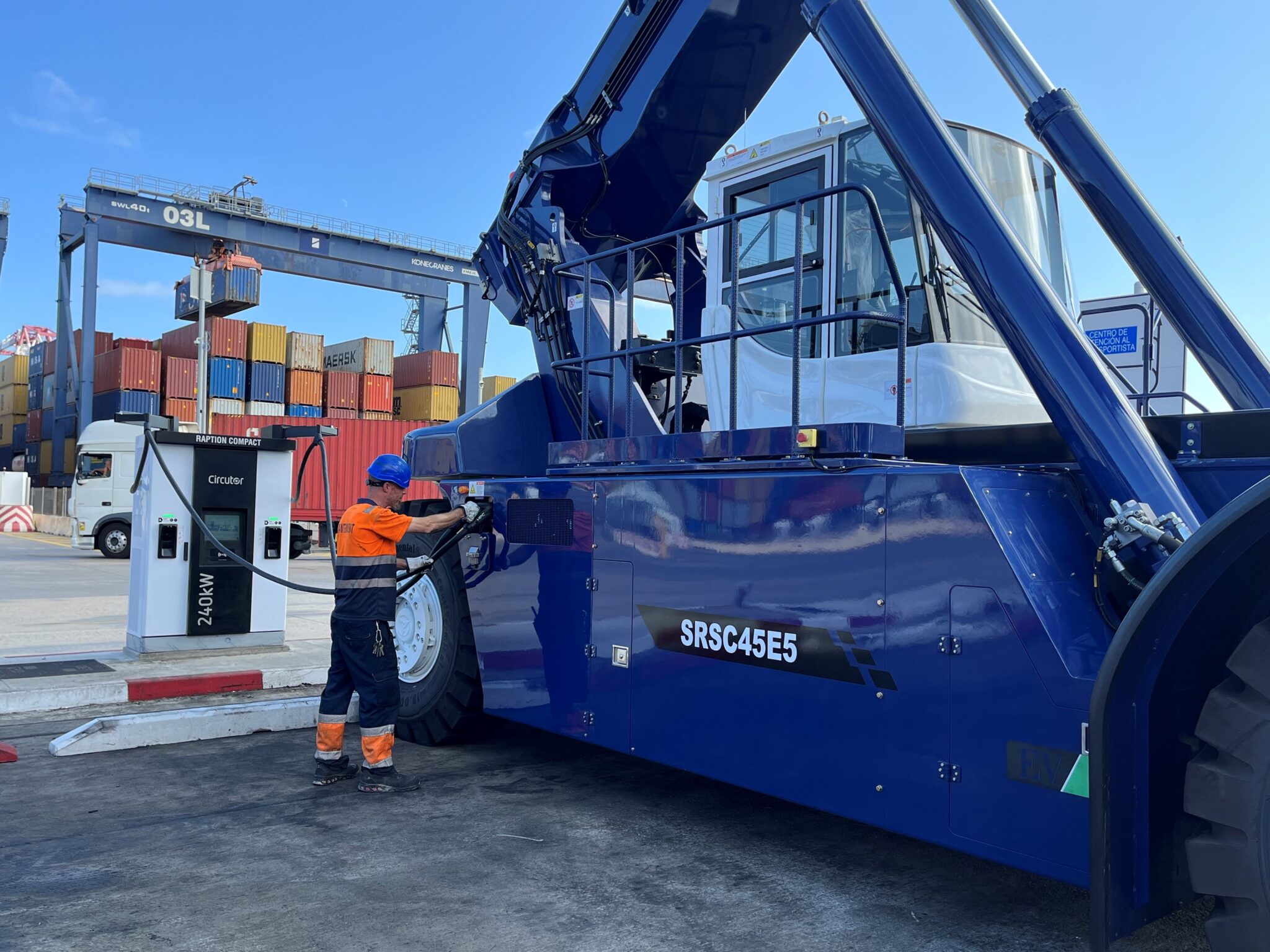 Electric Reach Stacker at Port of Barcelona