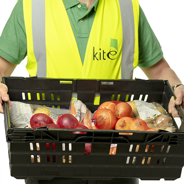 Kite launches bale arm crates