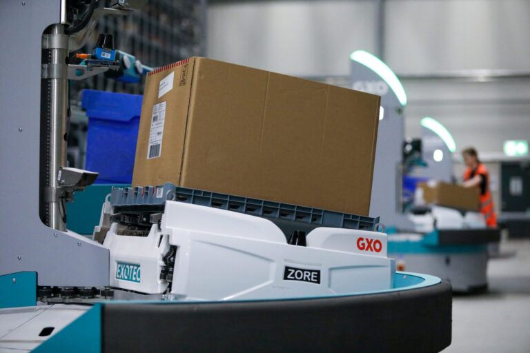 GXO has deployed Exotec's Skypod system at its Venlo site for Guess, processing up to 70,000 fashion items a day at peak.