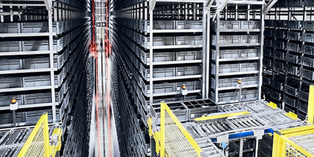 Modern automated warehouse management system.